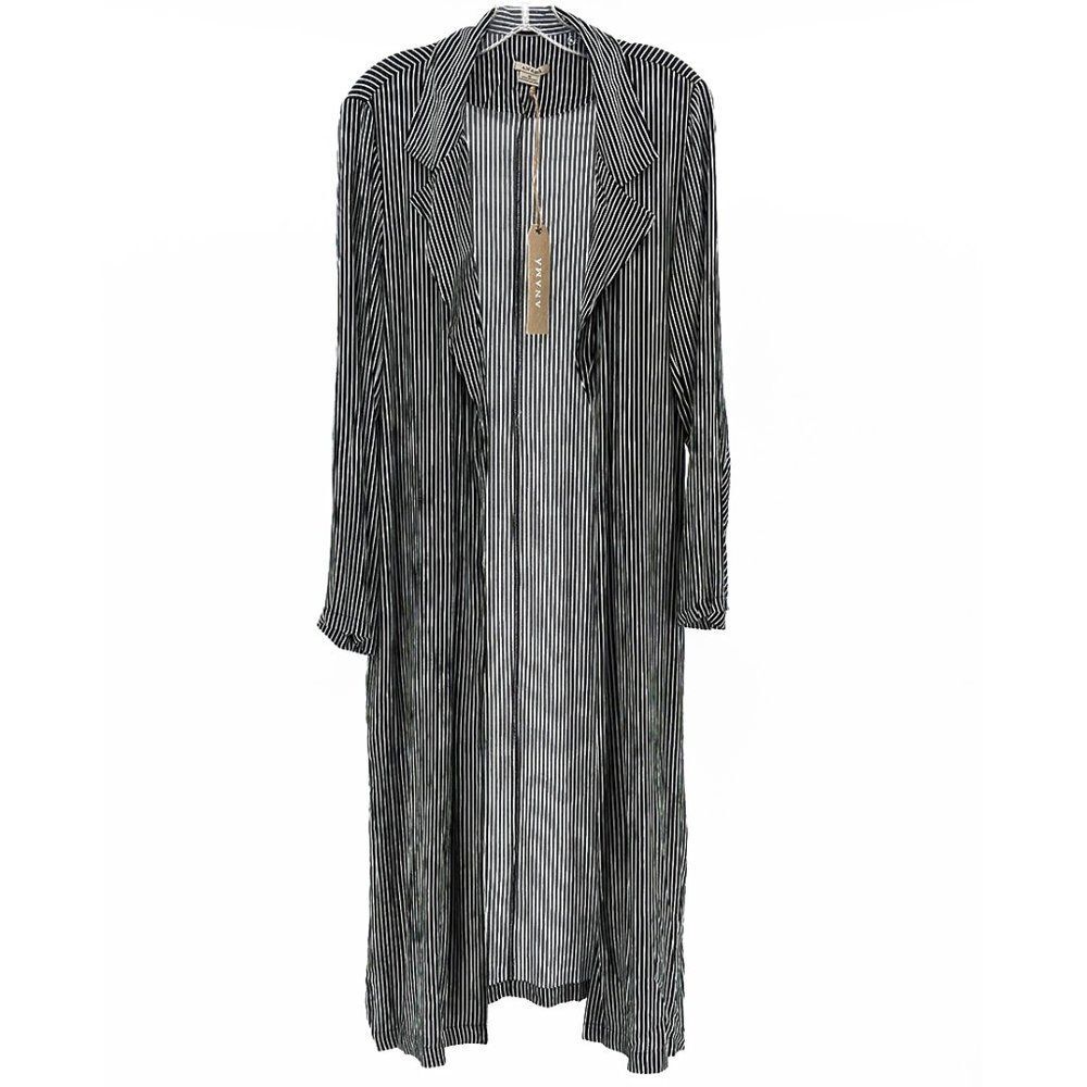 Anama USA Long Open Blazer Womens Medium Stripe Boho Lightweight Business Casual - Picture 2 of 5